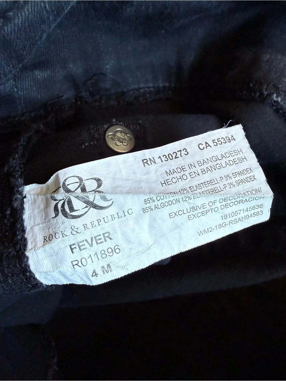 Rock & Republic Fever Denim Rx Skinny Jeans Women’s 4M Black Pull On Stretch
